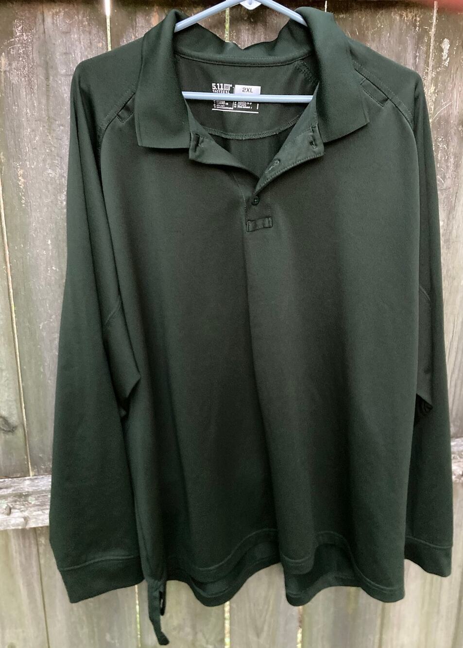 5.11 Tactical - Dark Green Tactical Performance Long Sleeve Polo -  2XL
